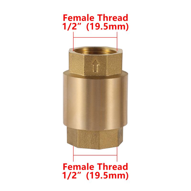 1Pc 1/2” 3/4”1” Female Thread NPT Brass Thread In-Line Spring Check Valve One-Way Anti Backflow Valve Water Control Float Valve