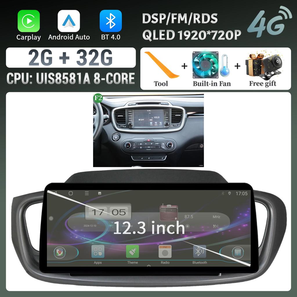 12,3 дюйма для KIA Sorento 2015-2018 беспроводной Bluetooth CarPlay Android Auto Car Radio Multimedia 4G GPS сенсорный экран головного устройства