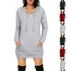 Women's Hooded Slim Fit Gray Fashionable  Slim Fit Long Bodycon Sweatshirt