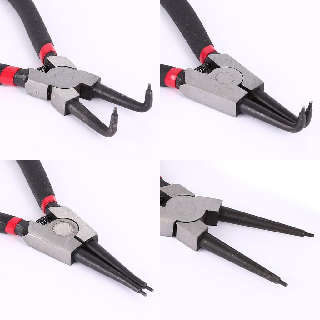 Комплект из 4 усиленных плоскогубцев для стопорных колец снаружи и внутри 7" 180 мм с прямоугольным клювом