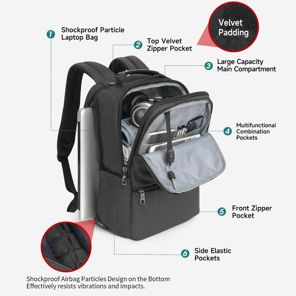 Tigernu Расширяемый рюкзак для мужчин 15,6-19 дюймов, рюкзаки для ноутбуков, мужской дорожный рюкзак, сумка 38 л, деловая сумка большой вместимости