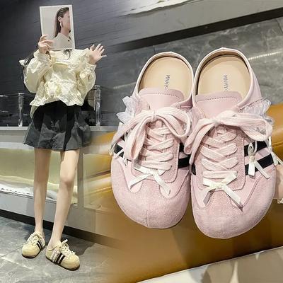 Женские 2025 Новые Скрытая Платформа Кружево Бант Пучок Полусапожки Модные Слипоны