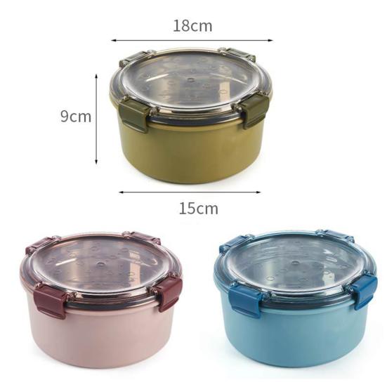 Круглая коробка из нержавеющей стали на 1000 мл, герметичный контейнер для обеда Bento из стали с крышкой