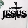 One Piece Metal Jesus Wall Art Ornament Horizontally Oriented Religious Symbol with Cross, Truth Life Scripture