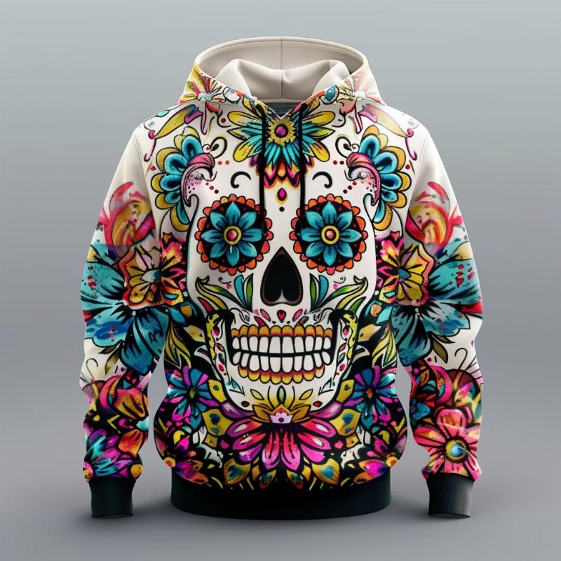 2024 Autumn 5XL Mexican Traditional Retro Style 3D Digital Printed Large Size Sportswear Men's Street Hoodie Long Sleeve Hoodie