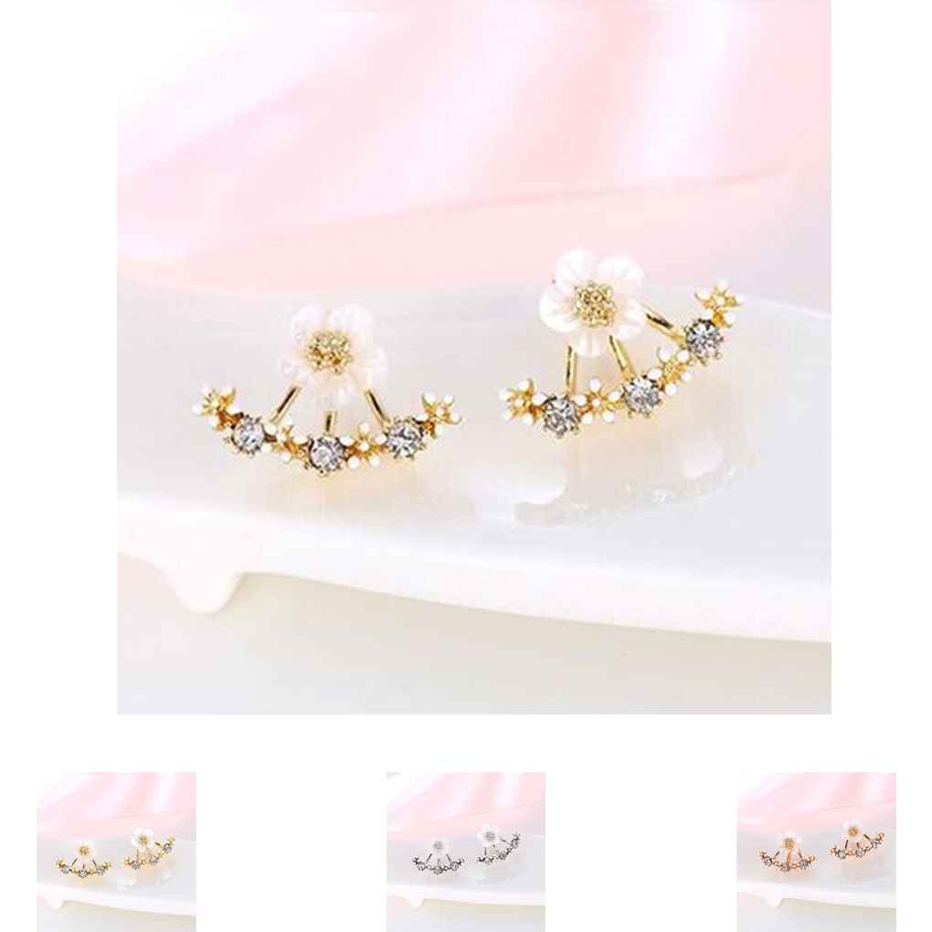 1 Pair Women Ear Studs Party Wedding Flower Earrings Exquisite Delicate Jewelry Dress Up Decoration Friendship Gift