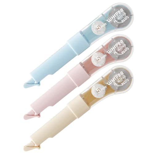 Plus Correction Tape Whiper PL 5mm 3 Colors 1 Piece Each Blue Pink Ivory WH-1905 52-133 + 134 + 135