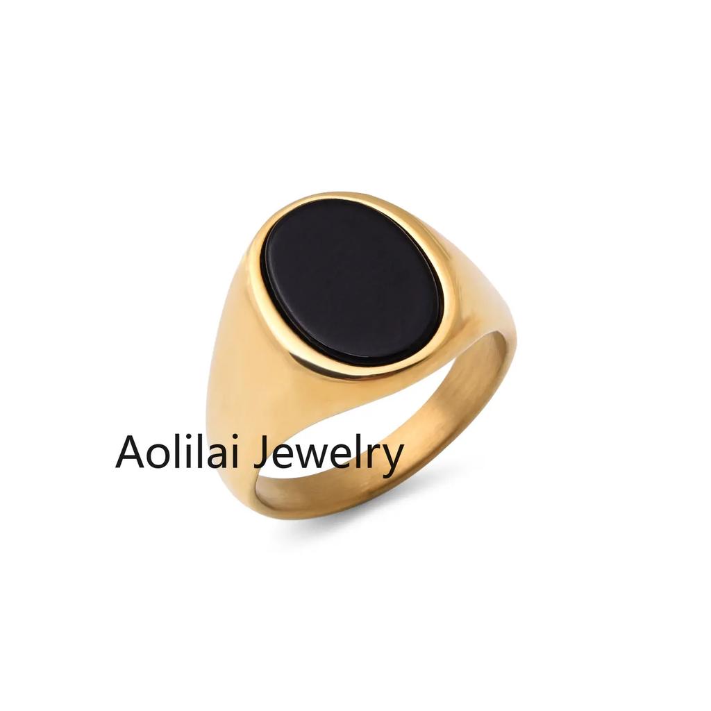 R3326 Мужские/Женские Высококачественные Кольца из Нержавеющей Стали 316L с Ониксом