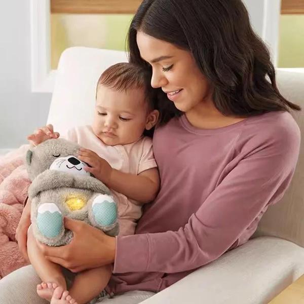 Детская звуковая машина для сна, музыкальная игрушка для новорожденных, портативная плюшевая детская игрушка с сенсорными деталями, музыкальная подсветка и ритмичное дыхание