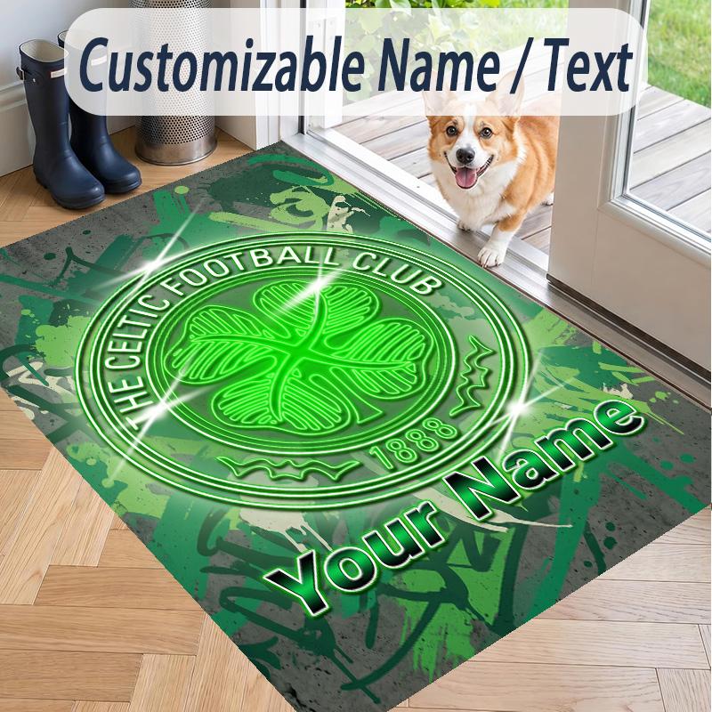 Custom Text Printed Rug Celtic FC Non Slip Floor Carpet For Home Room Decor