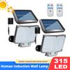 2024 315 LED Solar Light Street Wall Lamp Outdoor Sunlight PIR Motion Sensor IP65 Waterproof For Fence Street Garden Lamp
