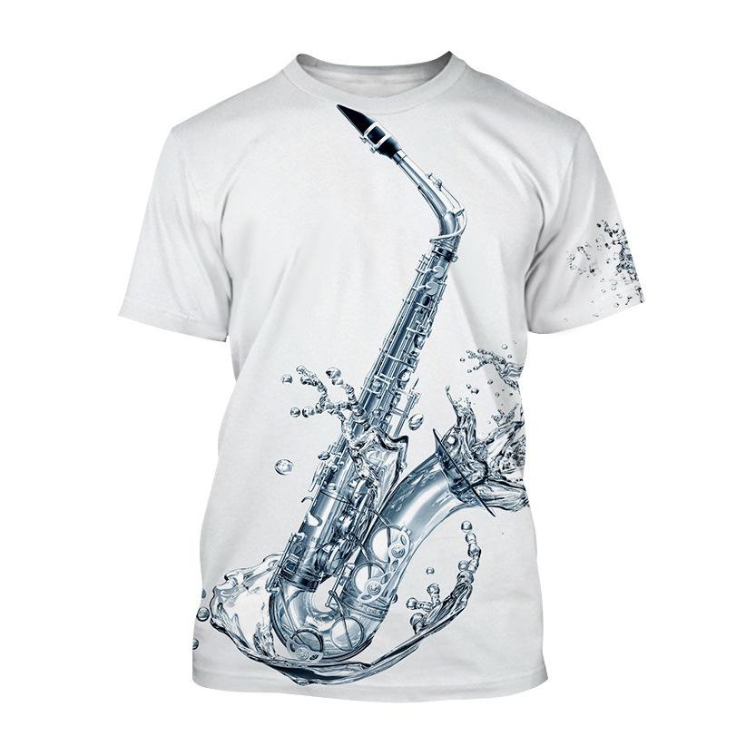 Saxophone Series 3D Printed Men's Casual Short Sleeved T-shirt Sportwear Men T-shirts