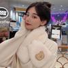Korean Style Plush Bear Scarf - Women's Autumn/Winter Rex Rabbit Fur Cross Neck Warmer