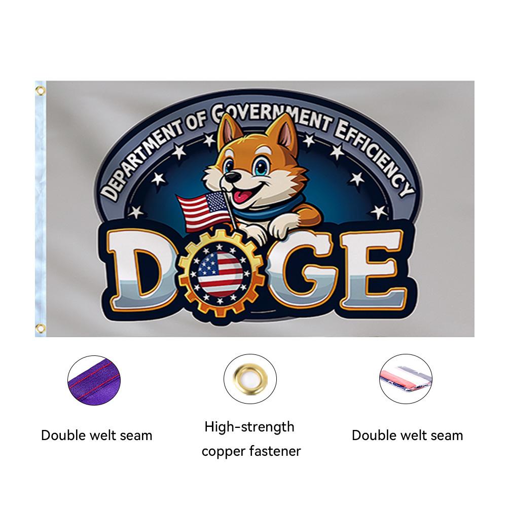 Новый дизайн Doge 2025 года Флаг эффективности правительства 90x150 см Полиэстер Наружное и внутреннее украшение Баннер с яркими цветами