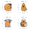 4PCS Cartoon Capybara Enamel Badges Cute Alloy Metal Pins Lapel Brooches For Backpack Clothing Hat Decorate Jewelry Accessories