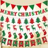 Festive Merry Christmas Bunting Hanging Banner Flag For Xmas Party Decoration