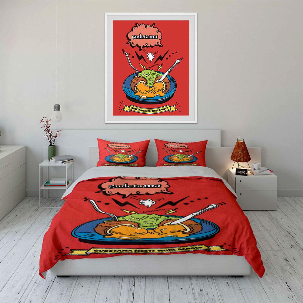 Egg characters with utensils. Bedding sets Duvet cover sets Duvet covers Pillowcases(1 * Duvet Cover 2 * Pillowcases without duvet insert)