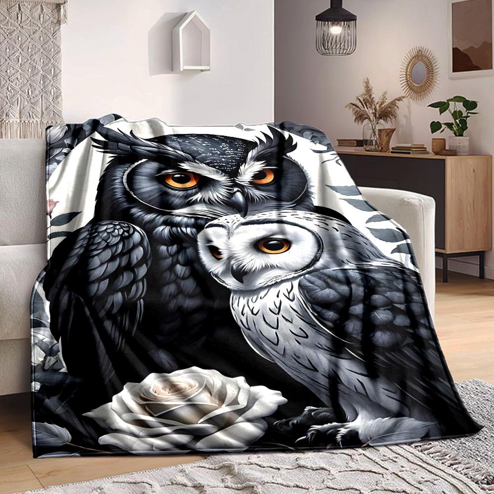 1PC Owl Art Print Blanket - Soft Warm All-Season Throw for Sofa, Bed, Car, Office, Throw For Sofa yy250916111