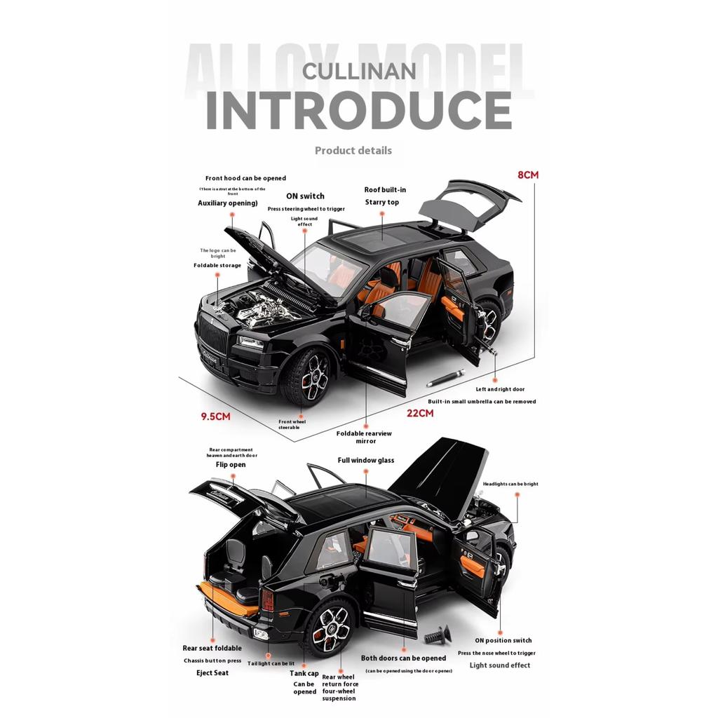 1/20 Rolls Royce Cullinan Роскошный Внедорожник Металлический Литой Модель Автомобиля Коллекция Хобби Украшение Праздничные Подарки Бойфренд