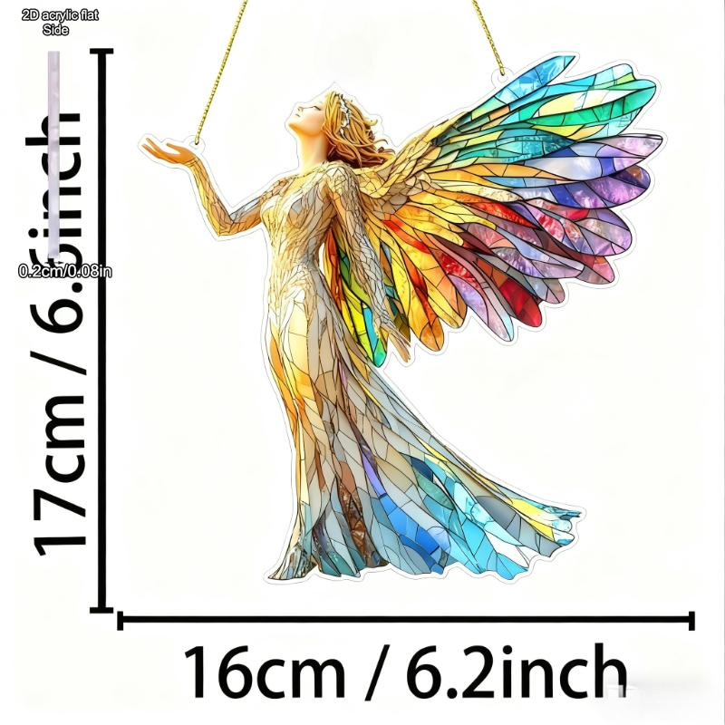 Рождественский ангел Ловец солнца Акриловая декорация на окно Балкон Сад Подвесной знак, Идеально для дома, Кухни, Спальни, Сада