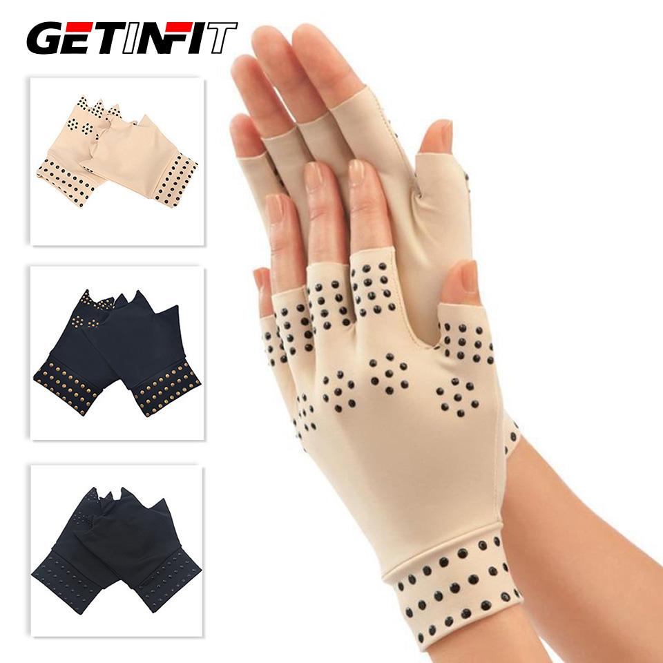 Getinfit Магнитные перчатки с открытыми пальцами, противоскользящие, для фитнеса, езды верхом и реабилитации