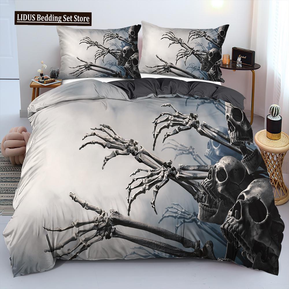 Комплект пододеяльника 3D Scream Horror Skull размера Queen, комплекты постельного белья Sugar Skull, одинарный, полуторный, полный, королевский, чехол для одеяла, декор для спальни