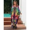 Женское платье-кафтан в стиле бохо большого размера с контрастным принтом свободного кроя Vacay Beach
