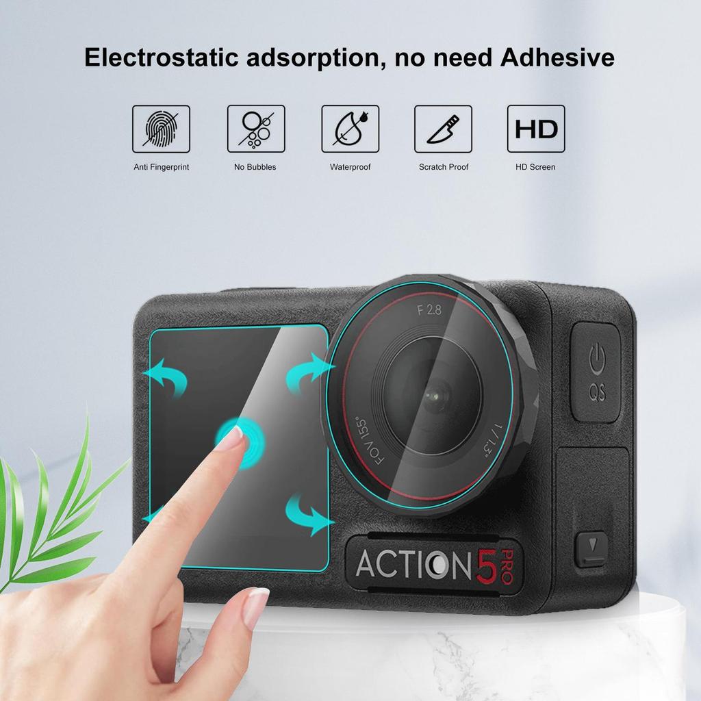 PULUZ Fat Cow Diamond Explosion-Proof Film for DJI Osmo Action 5 Pro: Lens + Front/Rear Display.