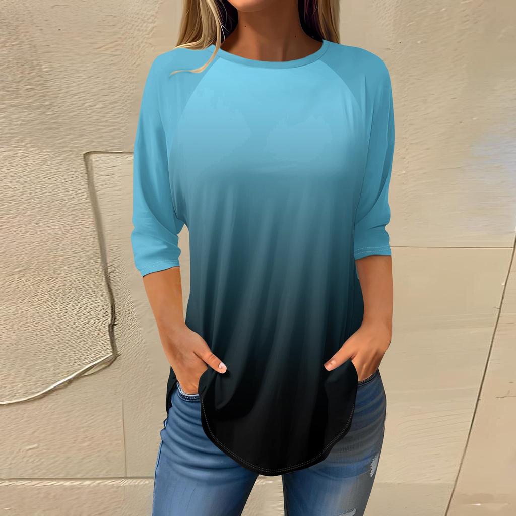 Женские модные повседневные топы для выхода в свет с принтом и рукавом реглан, пуловер с рукавами 3/4, топы с круглым вырезом