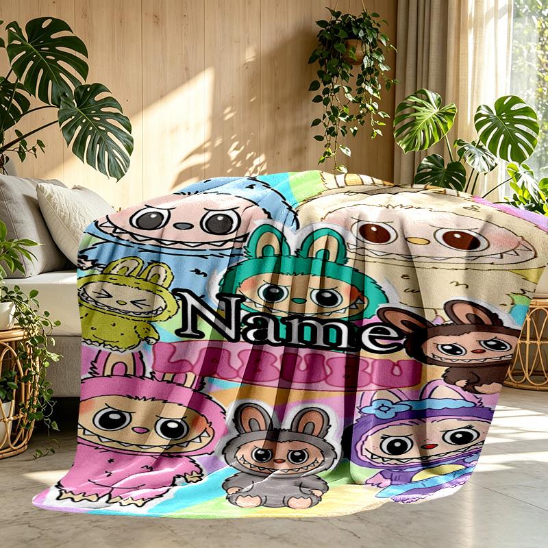 Custom Name Personalized Labubu Print Blanket, Home Decor, Bedroom, Sofa, Camping, Couch, Gifts for Birthday ChristmasEnthusiasts