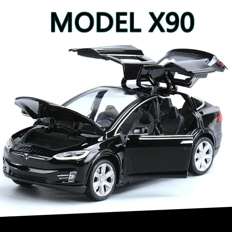 DQMN8 Высокая симуляция 1:32 Tesla MODEL X 90 Литой Модель Автомобиля Литые Игрушечные Транспортные Средства Игрушечные Машинки Игрушки для Мальчиков Инерционный Мигающий Звуковой Подарок для Ребенка