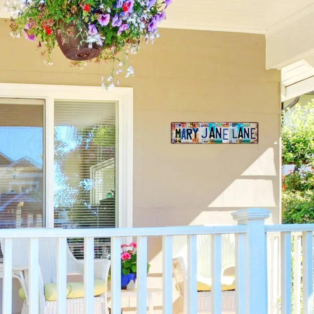 1pc, Mary Jane Lane Metal Tin Sign (15.75"x3.94"/40x10cm), Novelty Street Sign, Home Decor, Room Decor, Wall Decor