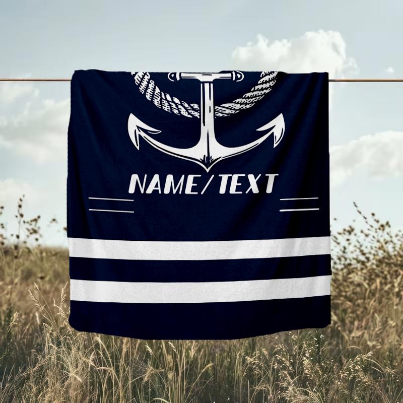 1PC Custom Name Nautical Anchor outdooor Flannel blankets Throw Blanket All-Season Throw Gift Bedspread for Couch, Bed, Camping Holiday Birthda