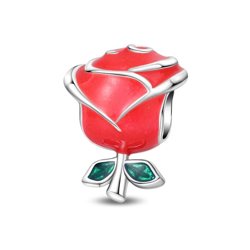 Romantic Copper Flower Charms Bloom Rose Pendants Beads Fit Original Bracelets Necklaces Diy Jewelry Gift For Women