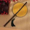 Rollable Long Handle Fan Rotatable Group Fan Portable Chinese Bamboo Waist Fan  Gifts
