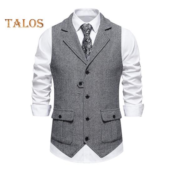 Мужской жилет с лацканами, без рукавов, однобортный, приталенный жилет с карманами с клапанами, однотонный деловой жилет, пальто