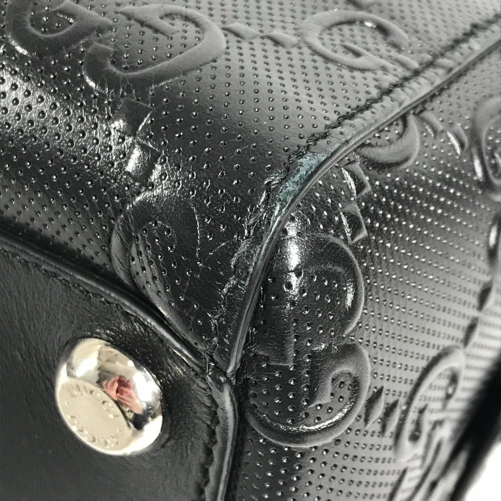 GUCCI 625774 GG embossed logo Bag Tote Bag Shoulder Bag Leather Black