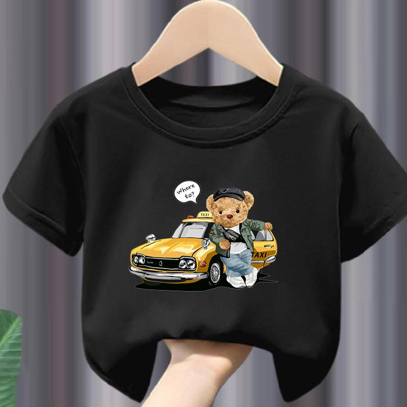 Hot Sale Teddy Bear Print Childrens Clothing Tshirt Clothing Summer Casual Funny Boys Baby Girls Tshirt Clothes Kids