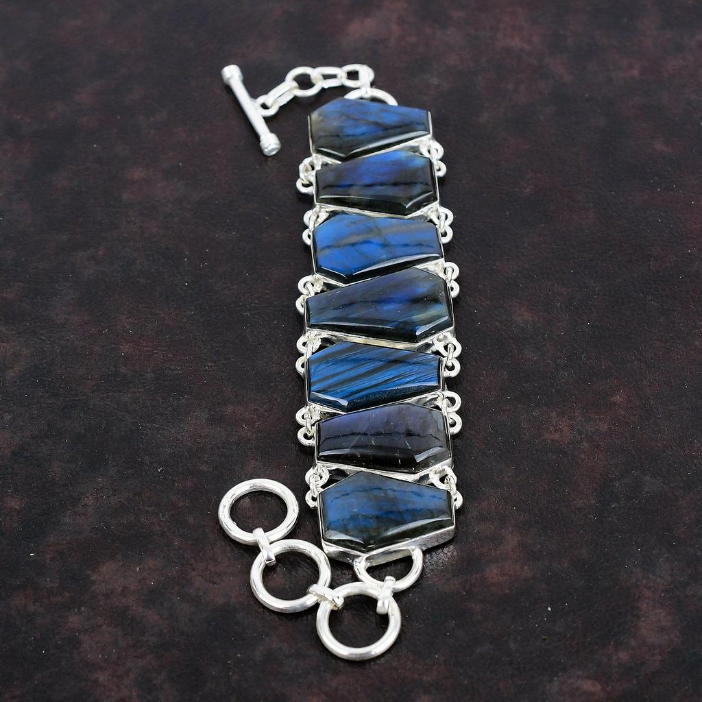 Браслет из лабрадорита браслет из натурального камня браслет из стерлингового серебра 925 пробы регулируемый браслет-цепочка уникальные украшения браслет ручной работы свадебные подарки
