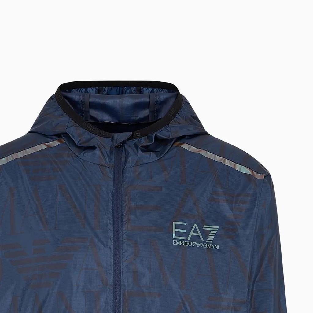 Emporio Armani EA7 Весна-Лето 2024 Куртка с капюшоном на молнии с принтом логотипа-буквы Мужские куртки Темно-синий 3DPB02-PNFHZ-1554