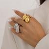 Women Ring Hip Hop Style Oversized Irregular Glossy Twisted Ring Waterdrop Alloy Pleated Ring Fashion Accessories