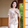 Summer Short-sleeved T-shirt Top 2025 New 50-year-old Women's New Chinese National Style Shirt