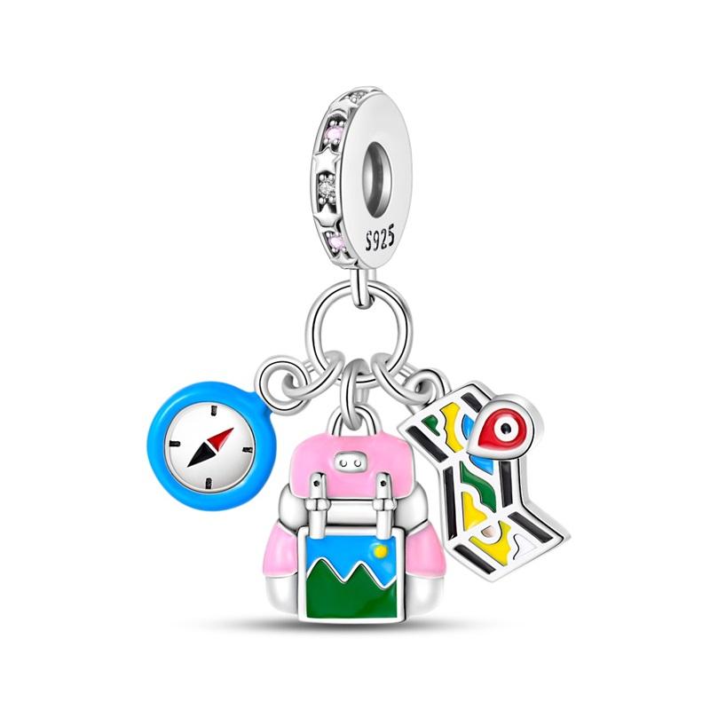 Сияющий Медный Шарм-Подвеска Камера Самолет и Чемодан Подходит для Оригинального Браслета Приключение Автомобиль Шарм для Девочек Изысканные Ювелирные Изделия Подарок