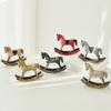 Wooden Rocking Horse Figurine Retro Miniature Horse Ornament Rustic Desktop Rocking Horse Statue for Home Table Centerpiece Shelf Cabinet
