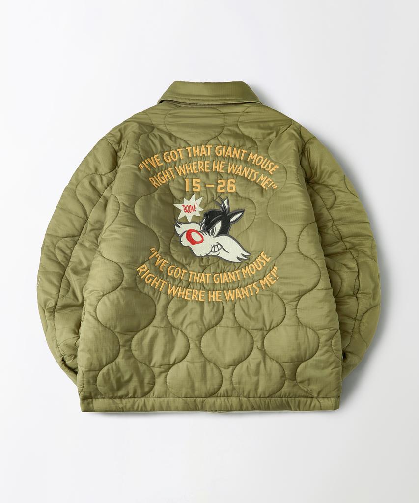 OUTSTANDING [Looney Tunes] Reversible Quilted Jacket_Khaki/Olive Green