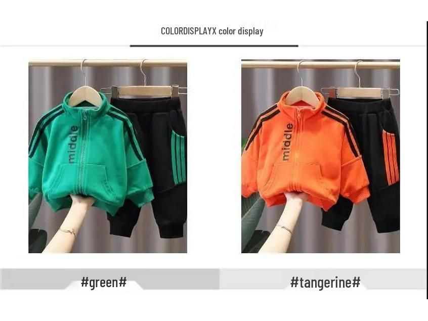 Детский модный костюм-двойка с длинным рукавом для весны и осени