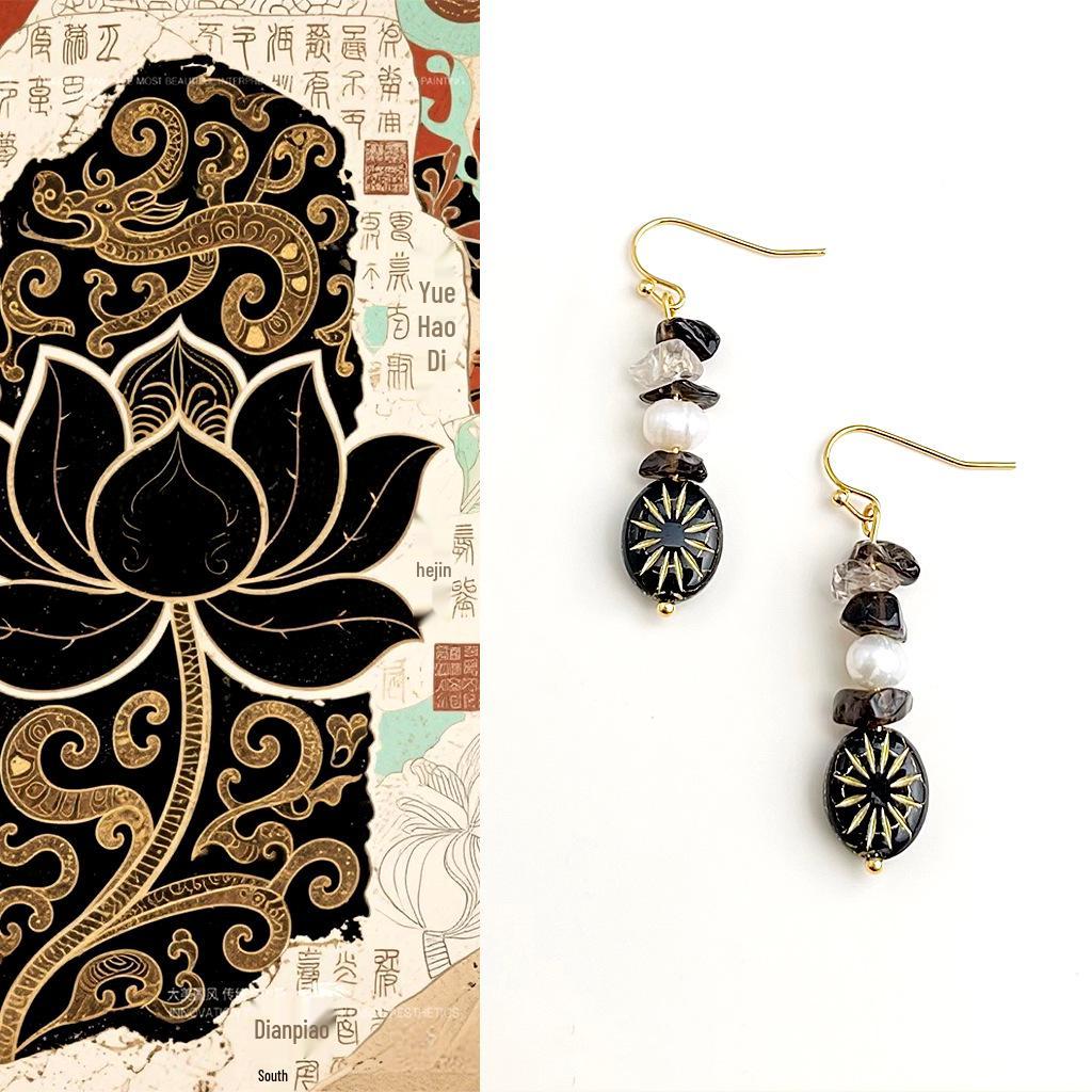 Винтажные серьги-пусеты с пресноводным жемчугом и кристаллами для женщин