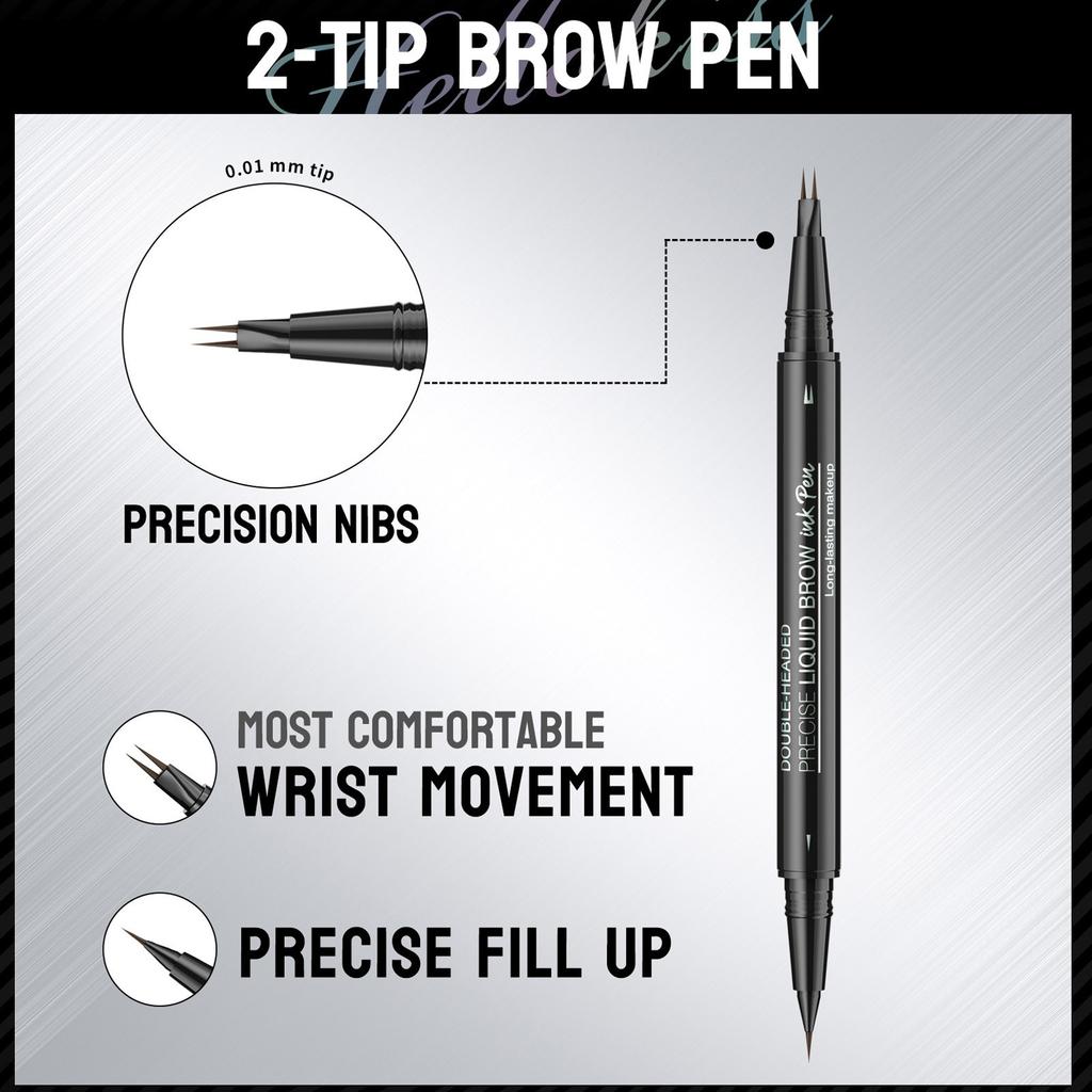 5 Colors Eyebrow Pen Brow Pencil With Hair Like Strokes 4 Tipped Brow Pencil With Fiber Micro-Fork Tips Applicator Creates Creates