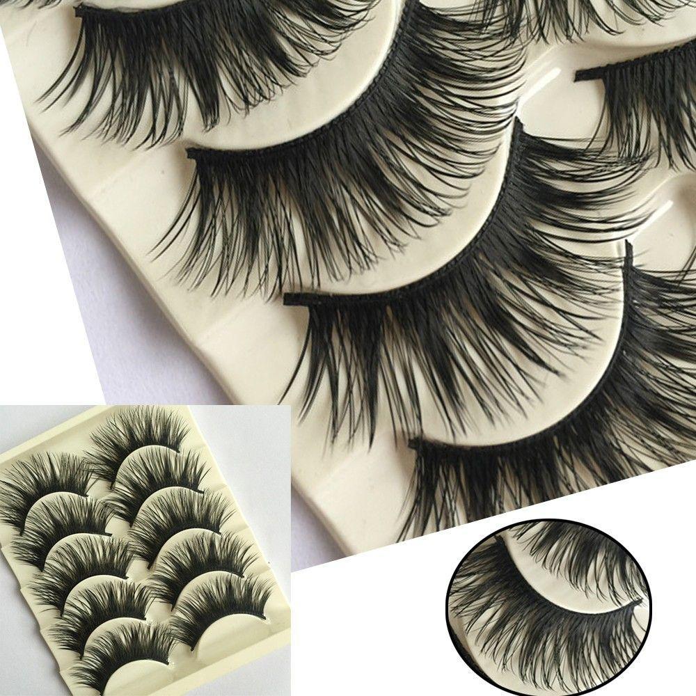 5 пар Красивые Густые Натуральные Накладные Ресницы Наращивание Ресниц Глаз Крест Макияж Инструмент