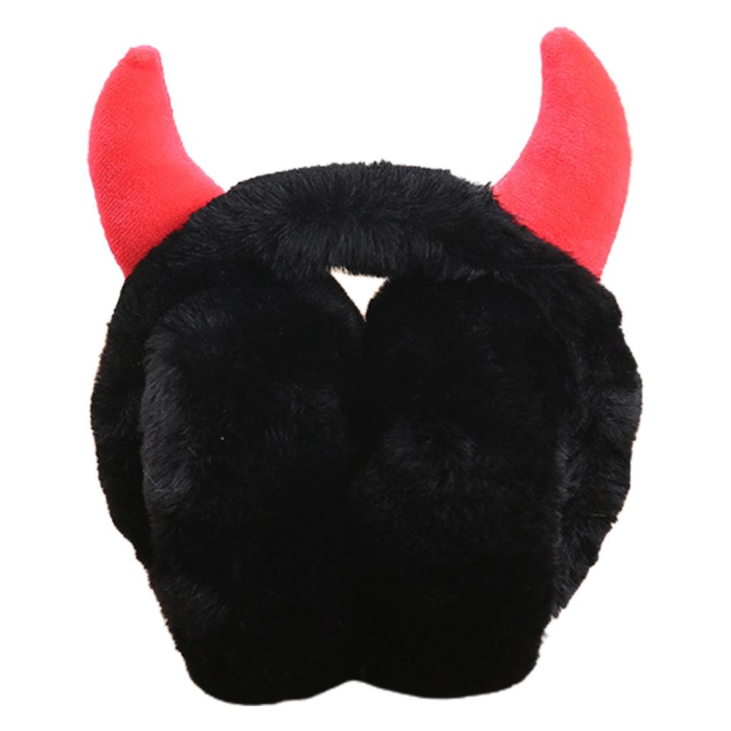 Ear Muffs for Womens Cute Lolipop Pattern Ear Muffs Winter Ear Warmers With Horns Faux Fur Adjustable Foldable